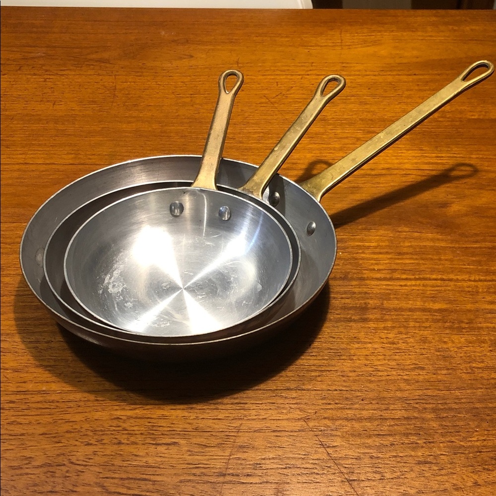 3 set copper Frying Pan with Brass Handle